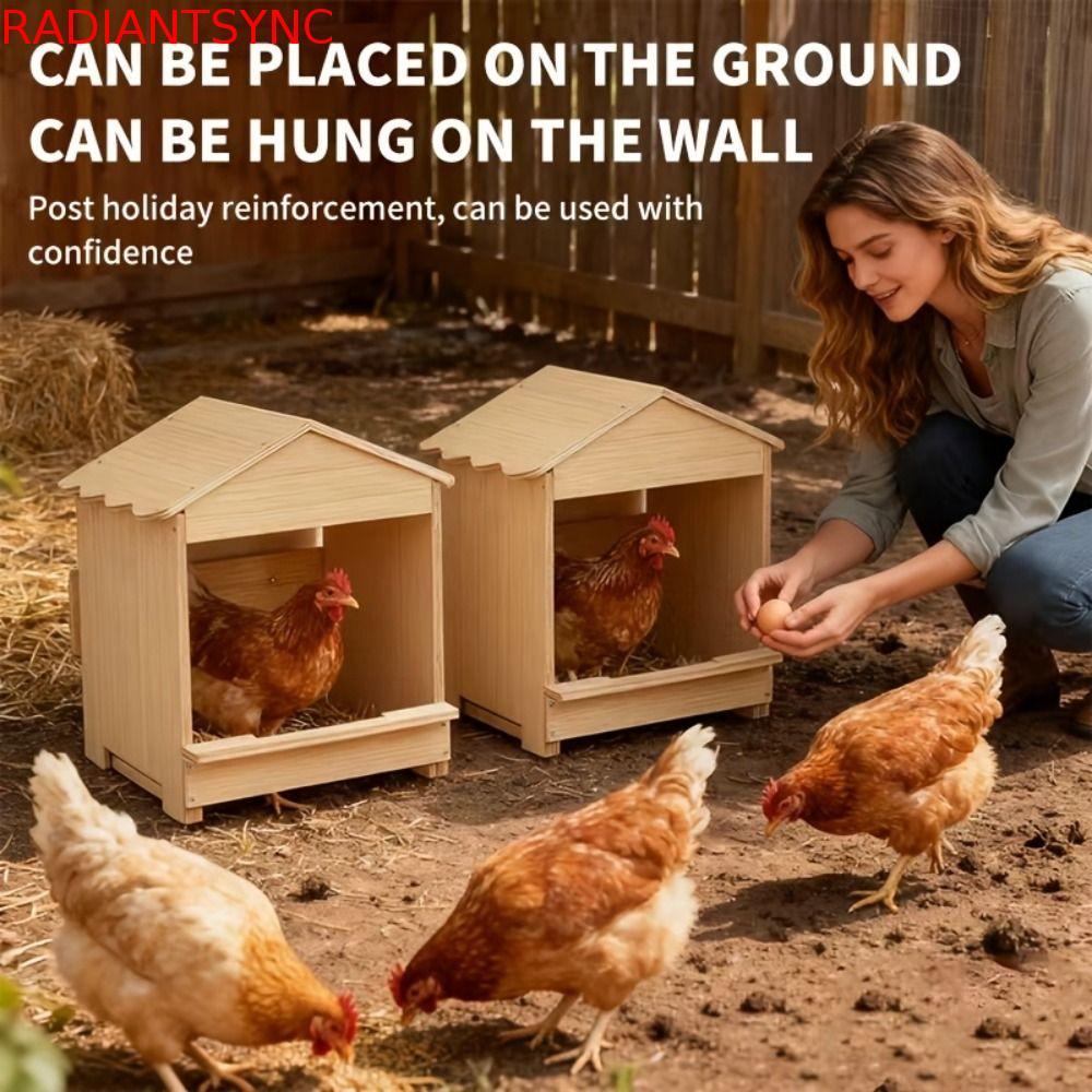 กล่องรังนกไก่ไม้ RADIANTSYNC ติดผนังความจุขนาดใหญ่ไก่ Coop รูปร่างบ้านแข็งแรงที่ถอดออกได้ Stable ไข่วางกล่องสัตว์ปีกเก็บ