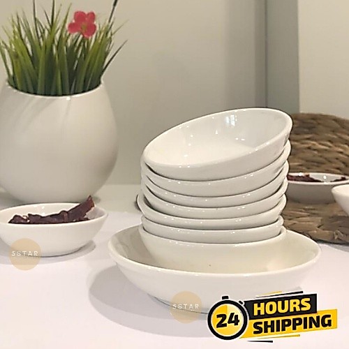 5STAR สีขาวเซรามิคซอสจาน SOY SAUCE RESTURANT DINNERWARE DIPPING DISH TRAY PLATE TABLEWARE