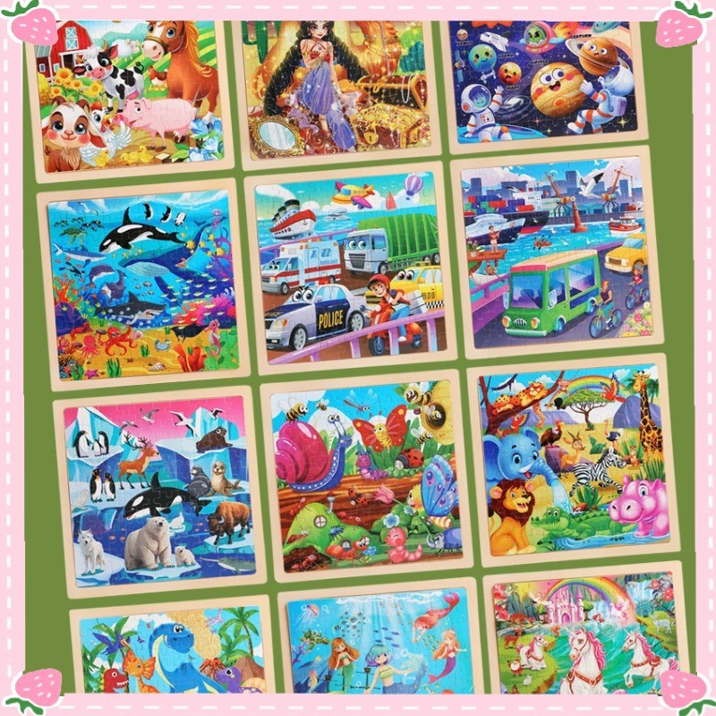 【1แผ่น100ชิ้น】จิ๊กซอว์ไม้ 30X30X0.5CM ของเล่นเสริมพัฒนาการ ของเล่นเด็ก จิ๊กซอว์ปริศนา สีสันสดใส กันน้ำดี มีให้เลือก6ลาย