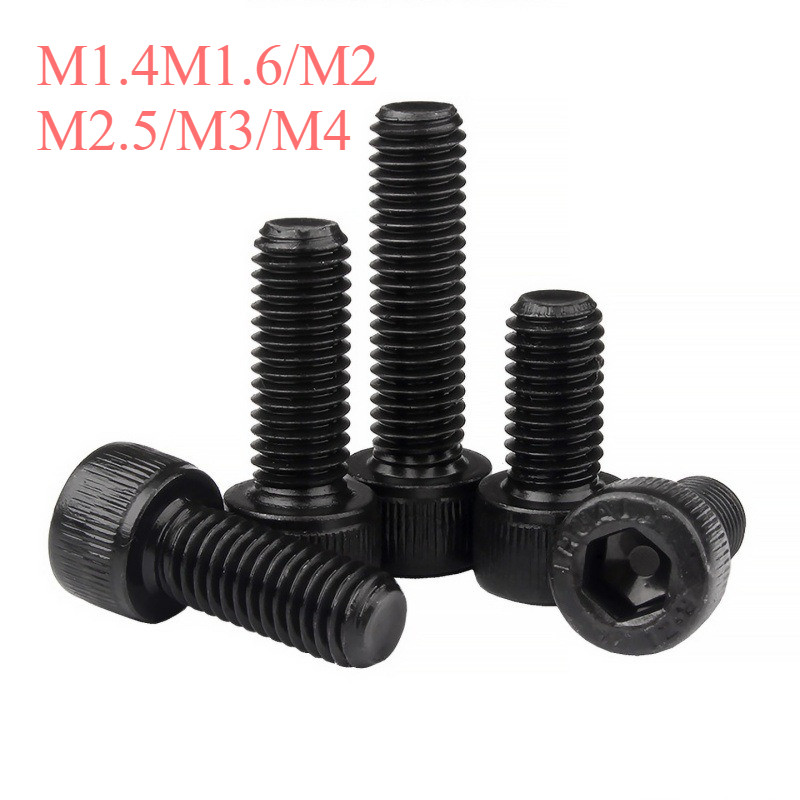 สีดํา 304 สแตนเลสสตีลหกเหลี่ยมสกรู DIN912 สีดําชุบถ้วยหัวสลักเกลียว M1.4M1.6/M2/M2.5/M3/M4YI