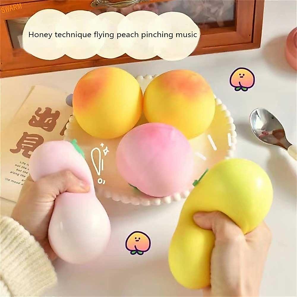 SWARM ลูกบอลบีบพีช, วัสดุยืดหยุ่นสบาย Touch Peaches Pinch ของเล่น, Reliever Sensory ทนทานช้า Rebound ตลกลดความดันของเล่น