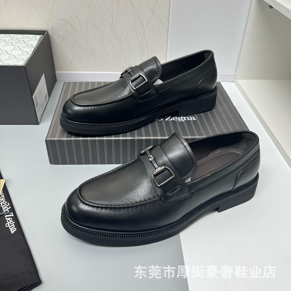 ZEGNA รองเท้าโลฟเฟอร์หนังหนา Soled สําหรับผู้ชายสไตล์ใหม่