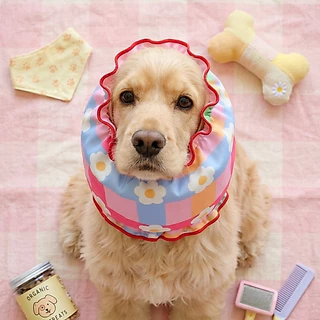 [Heartypaws] Dog Snood Classic ดอกชมพู ผ้าคลุมหูสุนัขสำหรับหูยาว กันหูเปียกกันเลอะ ผ้าไหมอิตาลี่
