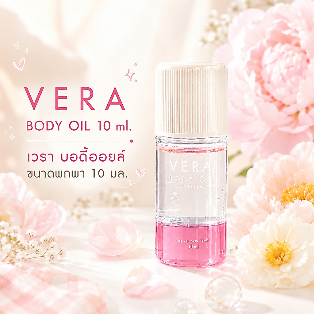 (ขนาดมินิ 10 มล )VERA BODY OIL  เวรา บอดี้ ออยล์ บำรุงผิว โกลด์ นุ่ม ชุ่มชื่น