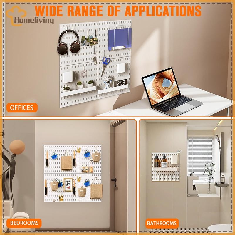 บ้านชั้นวางของติดผนัง Pegboard จอแสดงผล DIY Pegboard Kit Hole Board สําหรับแผงผนังตกแต่งบ้านชั้นวางของตกแต่ง TH - รูปที่ 3