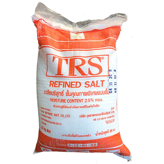 เกลือบริสุทธิ์ TRS 97.5% Refined Salt กระสอบละ 25kg. เกลือTRS เกลือล้างเรซิ่น เกลือล้างเครื่องกรอง เกลือใส่สระว่ายน้ำ