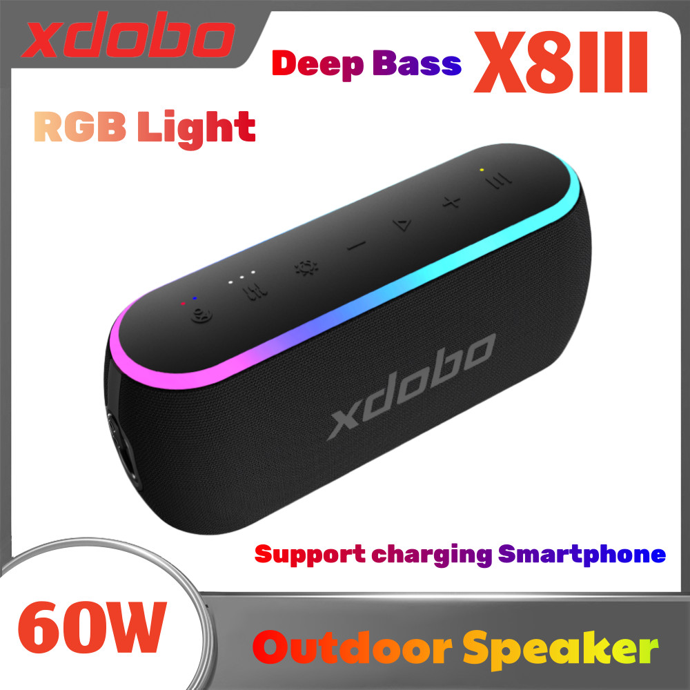 XDOBO ลําโพงไร้สาย 60W Soundbar X8 III Heavy Bass 6600mAh แบตเตอรี่ RGB EQ Home Office กลางแจ้งขี่ C