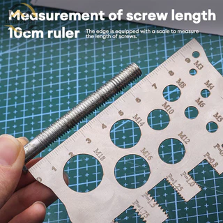 😍Thread Pitch Gauge การวัดเครื่องมือมัลติฟังก์ชั่น Bit Thread Gauge สําหรับ Bit Bolt Nut Screw Craft M3-M18 วัสดุสแตนเลส