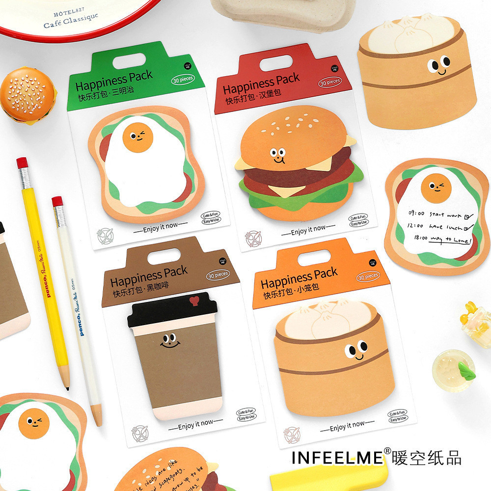 30 ชิ้นน่ารักแฮมเบอร์เกอร์กาแฟรูป Sticky Notes รูปแบบน่ารัก Kawaii Self-Sticky Notes Memo Pad สําหรับโรงเรียนสํานักงานบ้านเด็กนักเรียน