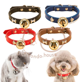 Cathouse ปลอกคอหนังกระดิ่ง ปลอกคอสัตว์เลี้ยง หนังเทียม สายปรับได้ ติดกระดิ่ง ปลอดภัย แข็งแรง สำหรับแมวและสุนัข