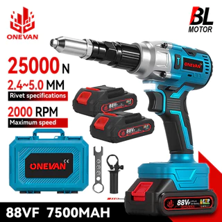 ONEVAN 25000N เครื่องยิงรีเวท ปืนหมุดย้ําไฟฟ้าแบบไม่มีแปรงไร้สาย LED Rivet Nut Gun เจาะเครื่องมือโลดอัตโนมัติ
