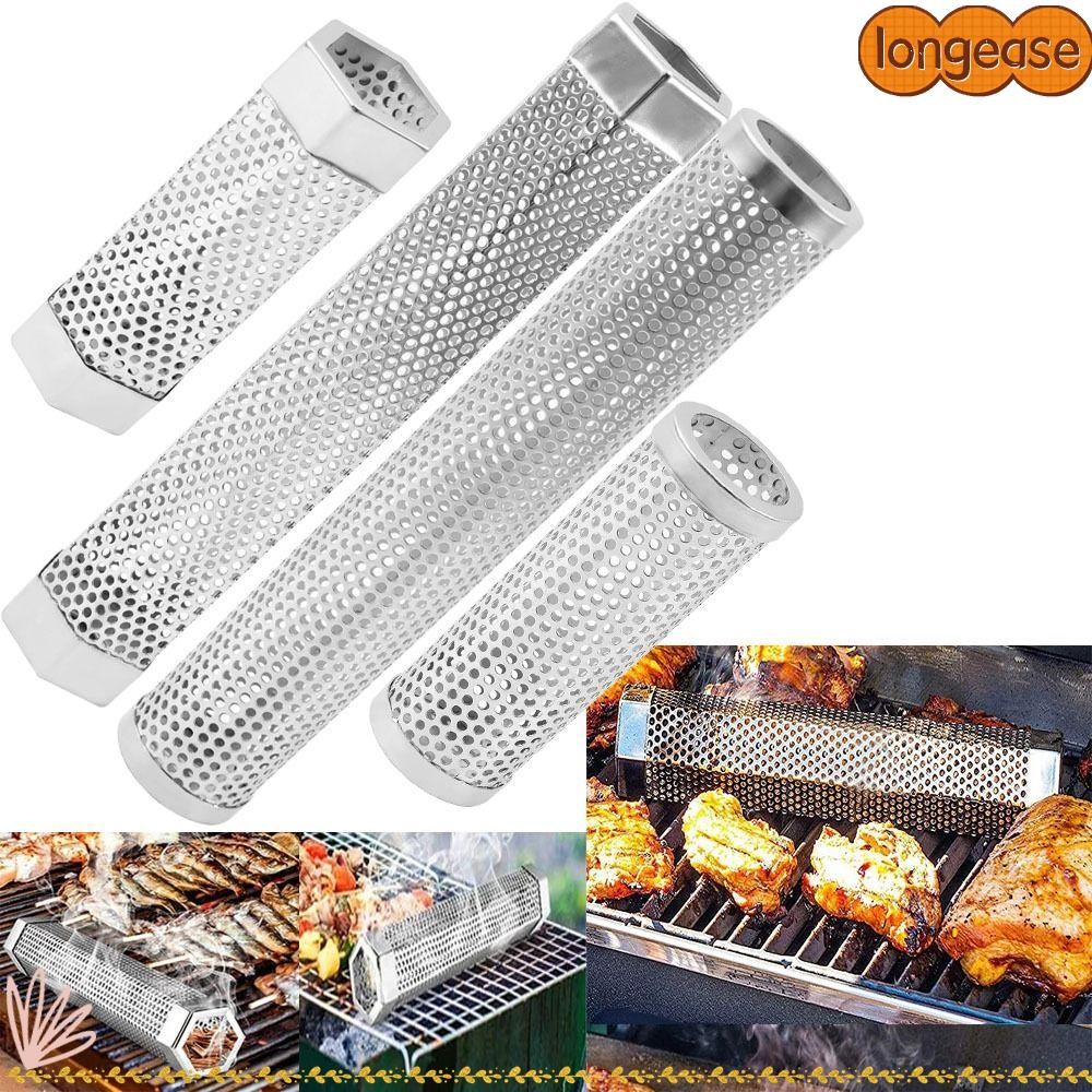 LONGE รมควันเครื่องเทศ Tube Camping อุปกรณ์เสริมกล่องรมควันเม็ด Smoker BBQ เครื่องมือ Smoker Tube