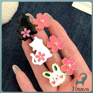 Jnv ตะขอปรับเอวกางเกง กระโปรง หัวเข็ม ลายดอกไม้/แมว/กระต่ายน่ารัก 1 ชิ้น Waist buckle