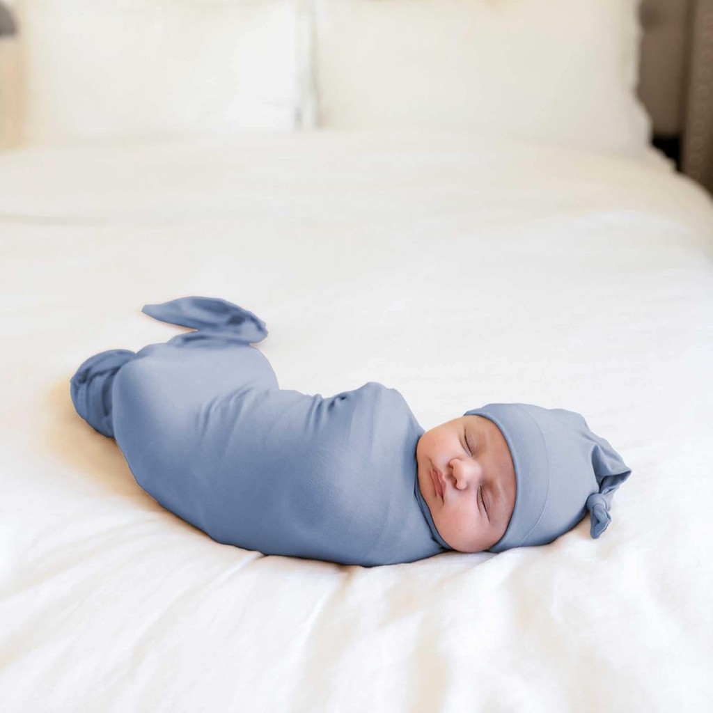 Bayceen ผ้าห่มพันถักขนาดใหญ่สําหรับเด็กทารกผ้าห่มรับยืดนุ่มสําหรับทารกแรกเกิดพร้อมหมวกขนาดใหญ่ 47 x 