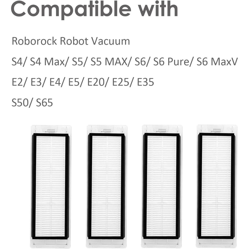 4 แพ็คกรองทดแทนสําหรับ Roborock S6 MaxV, S6, S6 Pure, S5, S5 Max, S4 Max, S4, E2, E3, E4, E5, E20 E2