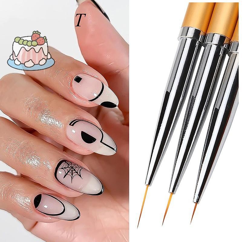 [Sep] 3pcs French Stripe Nail Art Liner Brush Set 3D Tips Liner DIY Drawing Pen Uv Gel Brushes Paint