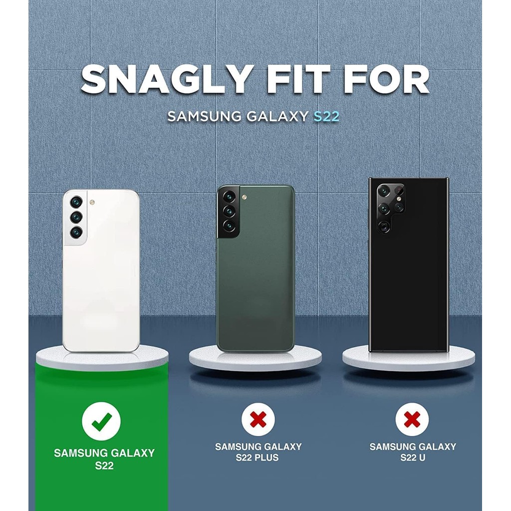 สําหรับ Galaxy S22 กรณีฟิล์ม TPU แบบนุ่มปกป้องหน้าจอ[2 แพ็ค],3 ใน 1 กันกระแทก TPU Hard PC กันชน Drop