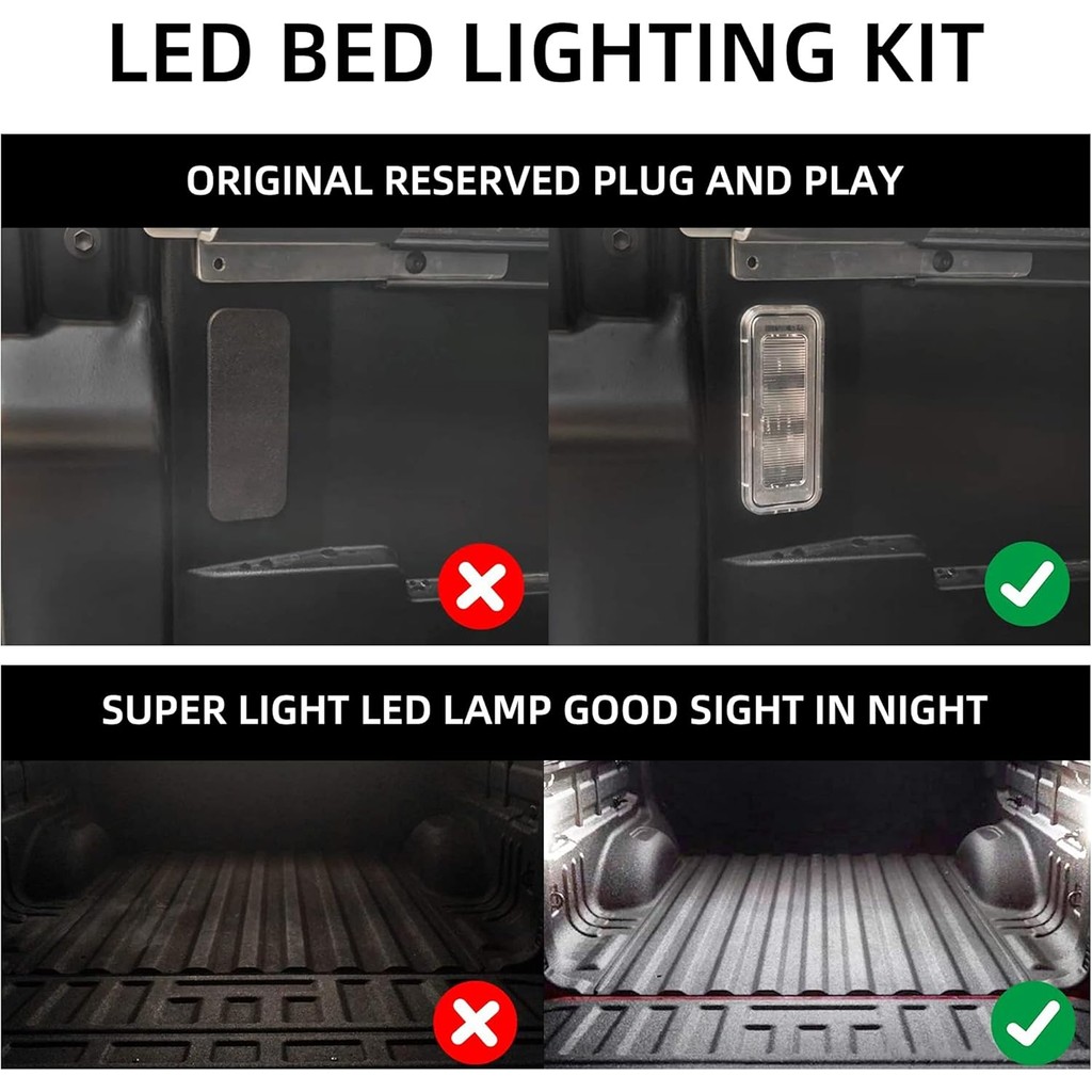 DasbecanรถบรรทุกLedเตียงรถTrunk Lightชุดใช้งานร่วมกับToyota Tacoma 2020 2021 2022 2023 2024 แทนที่# 