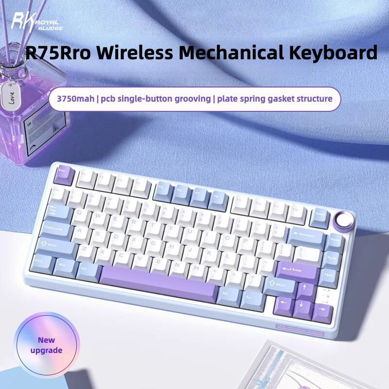 RK R75PRO R75 2.4G บลูทูธคีย์บอร์ด RGB Backlight Hot Swap ปะเก็นสามโหมดเกมสํานักงานเฉพาะสาว Mute