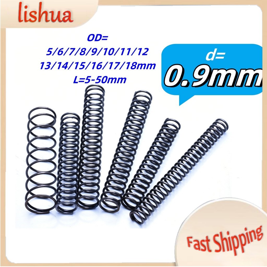 สปริง  สปริงกด-สปริงดัน สปริงอัด สปริงดันทั่วไป เหล็กสปริง 65Mn/Compression Springd0.9mm * OD5-18mm * L5-50mm Strong Pressure Return Spring Compression Spring Anti-fatigue (LS-XD-TH)