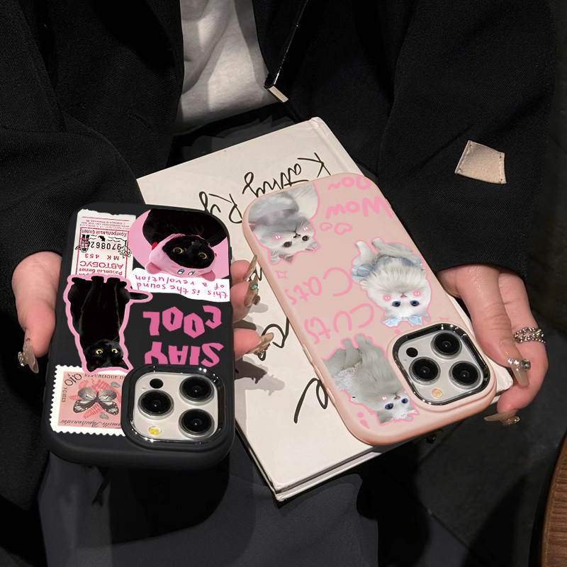 สินค้าใหม่ขายดี ขายดีในเว็บไซต์เกาหลี  ภาพวาดแมวสีดำสำหรับ iphone เคสไอโฟน 13 12 11 PRO MAX 14 15 16X XS MAX XR 7/8PLUS ราคา ถูกที่สุด ดีลบีเคเค แกลเลอรีภาพที่ 9