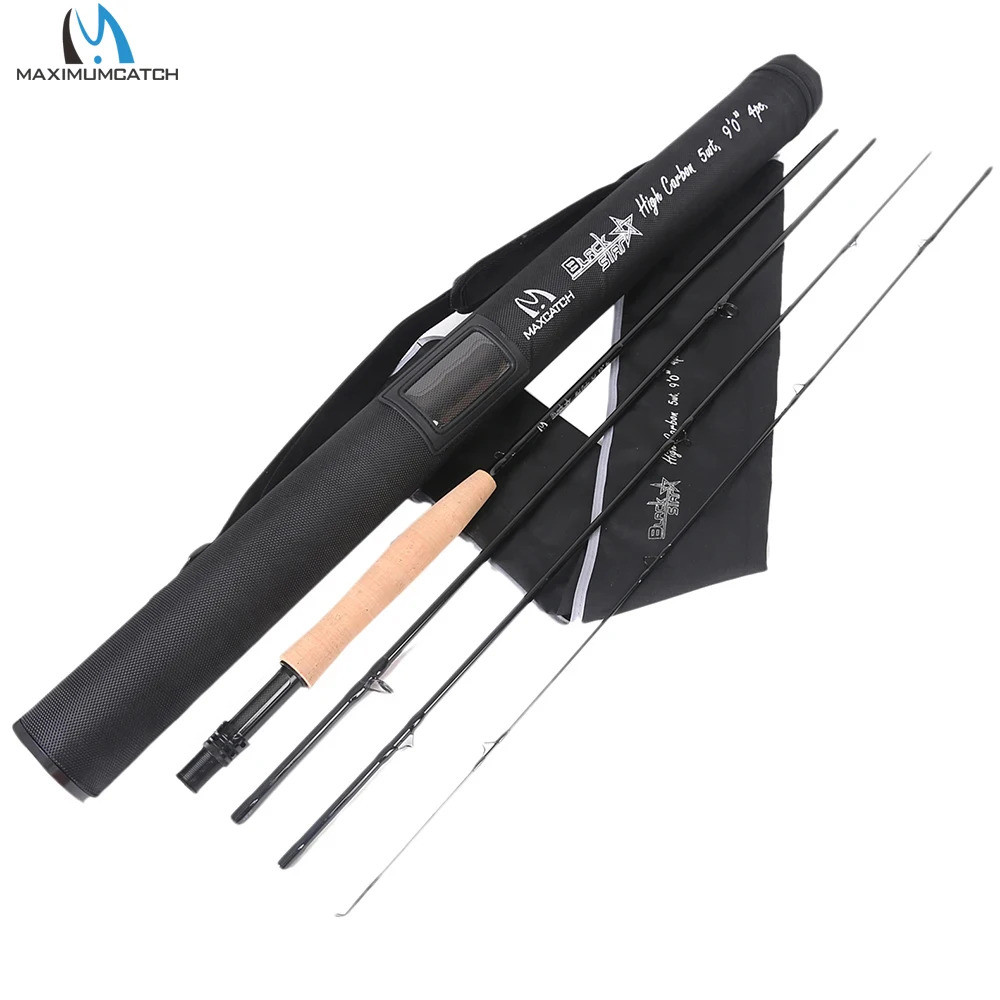 [NEW] Maximumcatch Black Star 4-8wt Fast Action Fly Rod 9ฟุต สปอร์ตคาร์บอนไฟเบอร์ สำหรับการตกปลาด้วย