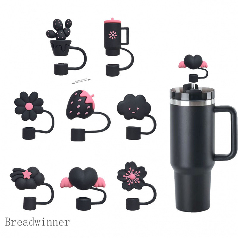 10มิลลิเมตรป้องกันฝุ่นปลั๊กรั่วการ์ตูนสีดําชุดป้องกันฝุ่นหมวกฟางฟางเสียบถ้วยน้ําอุปกรณ์เสริมตกแต่ง