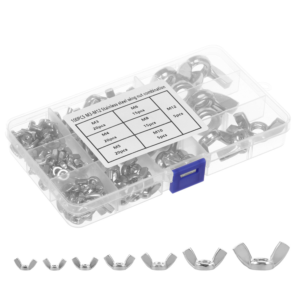 50 ชิ้นสแตนเลส Wingnut อเนกประสงค์ Wing Nut ชุดสําหรับอุปกรณ์เครื่องกลฮาร์ดแวร์ SHOPSBC6286