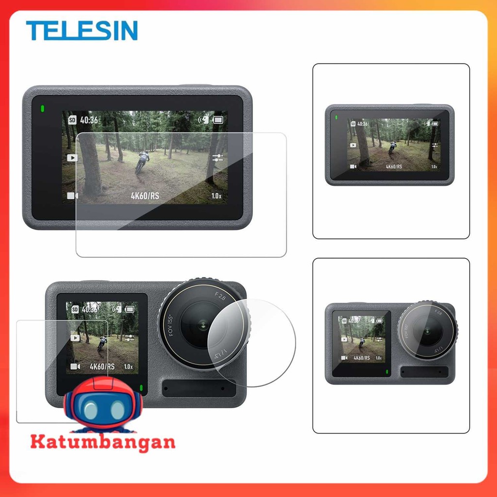 TELESIN ฟิล์มกันรอยกระจกนิรภัย 2.5D สําหรับ DJI Osmo Action 5 Pro - S6-FLM-13-DJ