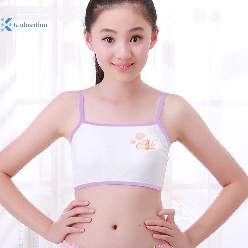 Kudosion Teen Bra Girl Vest Cotton Spandex Big Girl Sport 6-12 ปี Adolescente เด็กชุดชั้นใน Letter N