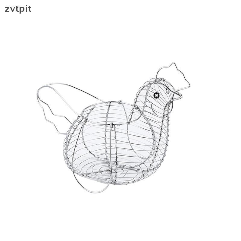 [ZPT] Homewares Chicken Hen Shaped Egg Collection Storage Wire Basket Farmhouse Style Organization T