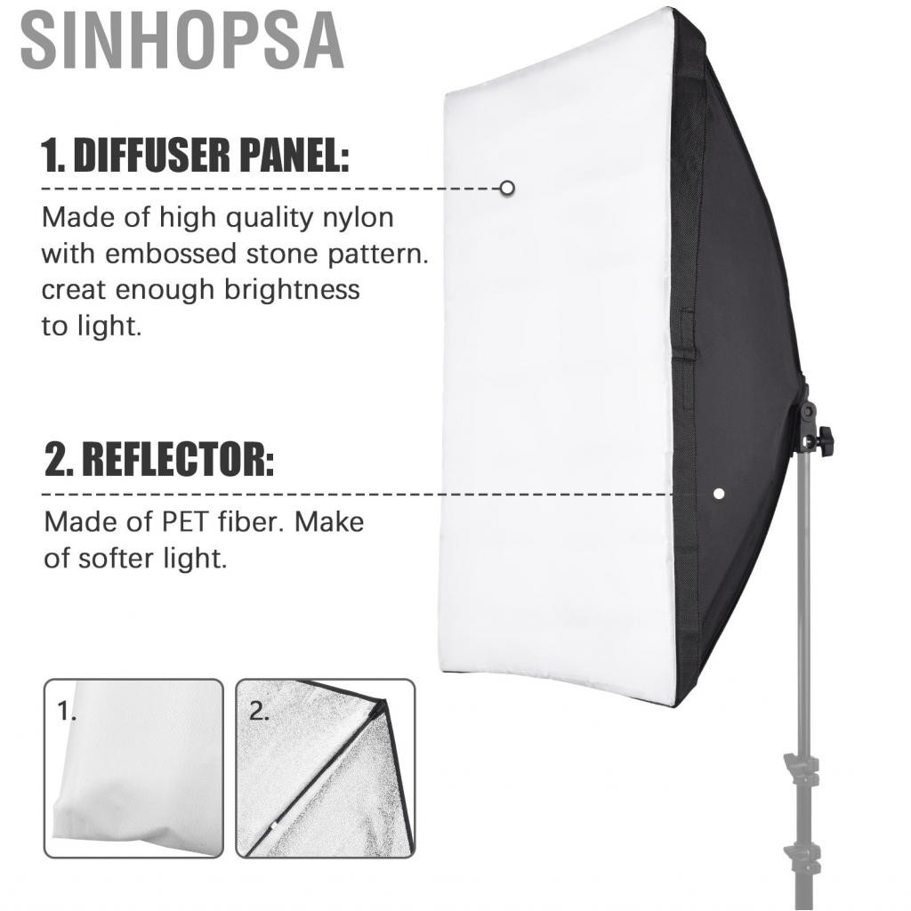 Sinhopsa Sinhopsa-th Zjchao Softbox Lighting Kit 20 x 28in Photography E27 Light 210â°หมุนกล่องนุ่ม 