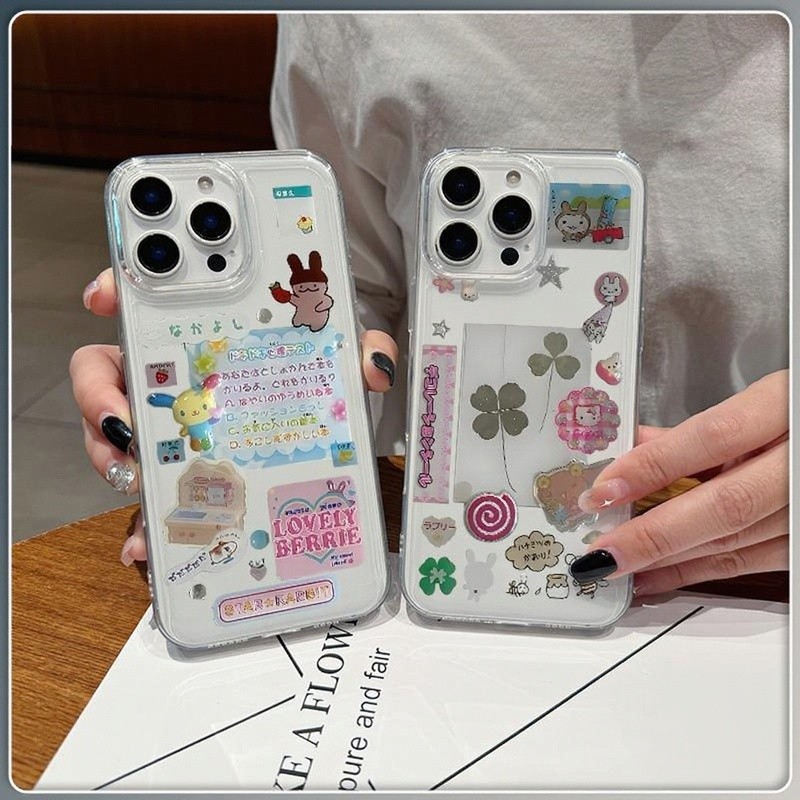 เหมาะสำหรับ iPhone 11 12 13 14 15 16 PLUS PRO MAX ที่ครอบด้วยเคสโทรศัพท์แบบญี่ปุ่นน่ารัก ใส