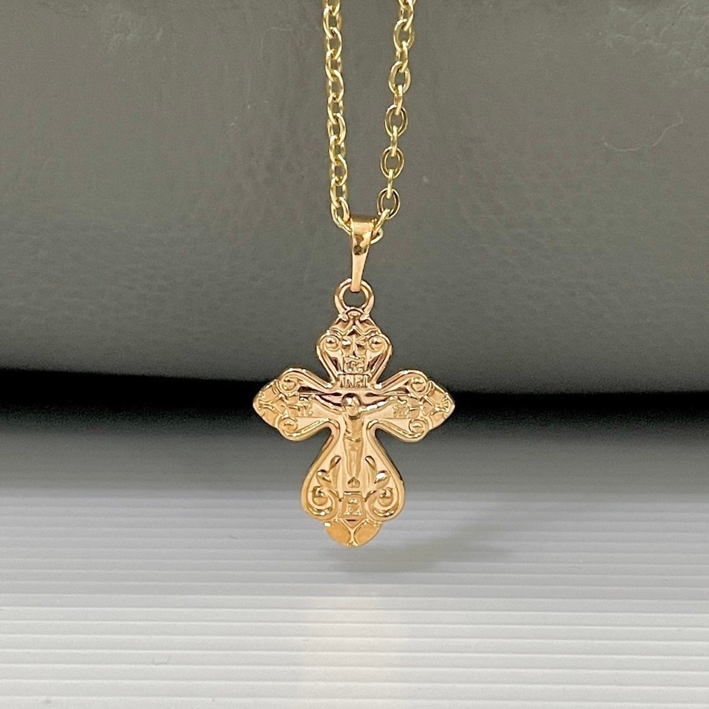 เครื่องประดับสร้อยคอไขว้สแตนเลสไททาเนียม SLB เงินสีขาวป้องกันสนิม / แก้คันพระเยซูสร้อยคอข้าม