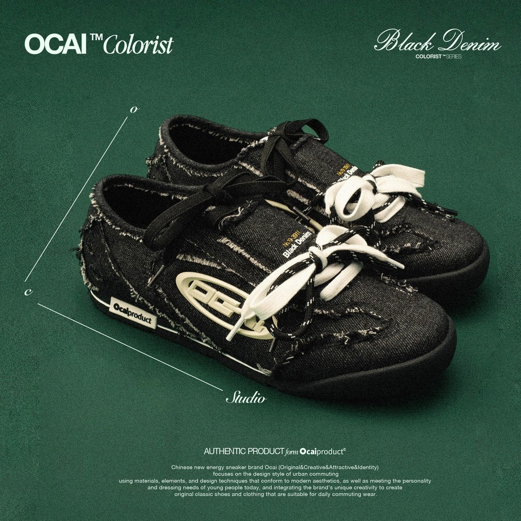Ocai Colorist Denim สีดำ รองเท้าฝึกซ้อมสไตล์ยุโรป เหมาะสำหรับทุกโอกาสและมิกซ์แอนด์แมทช์ได้ง่าย