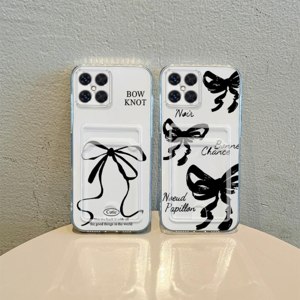 ผู้ถือบัตรสําหรับ Honor X6A X6B 4G X7 4G X7A 4G X7B X7C X8A 4G X8B X8C 4G Lina โบว์สีดํากันกระแทกโทร