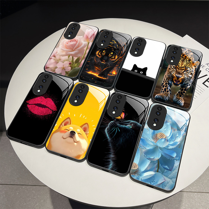 สําหรับ Honor 70 FNE-AN00 FNE-NX9 Honor70 เคสโทรศัพท์ดอกไม้ที่สวยงามน่ารักแมวสุนัขปกหลังออกแบบใหม่แก