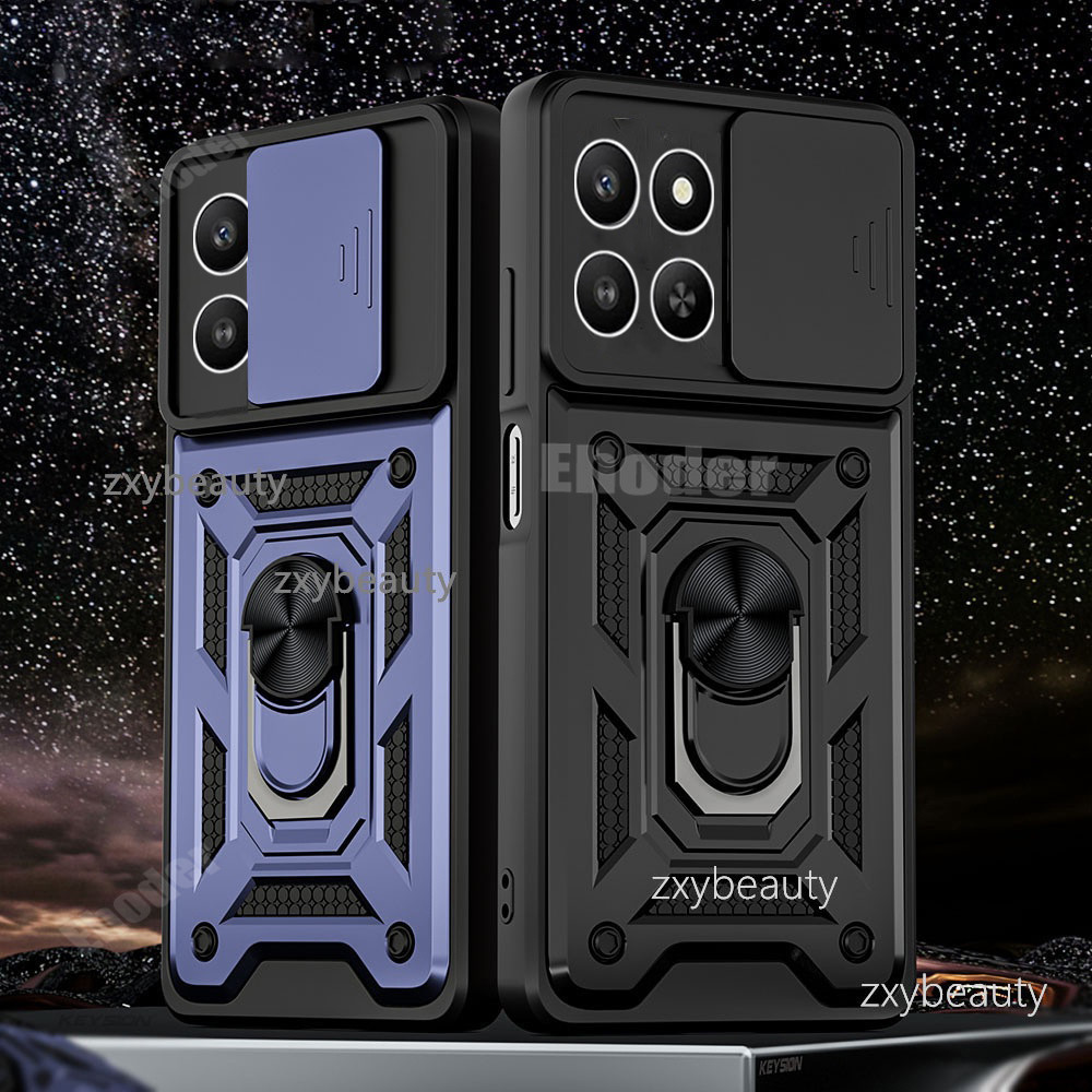 สําหรับ Honor 400 สมาร์ท X7d X7C X6C 2025 5G 4G เคสโทรศัพท์กันกระแทกเกราะแหวนแม่เหล็กผู้ถือปลอกสําหรับ 400Smart HonorX7C HonorX6C HonorX7d Push ดึงกล้องป้องกันปกหลัง