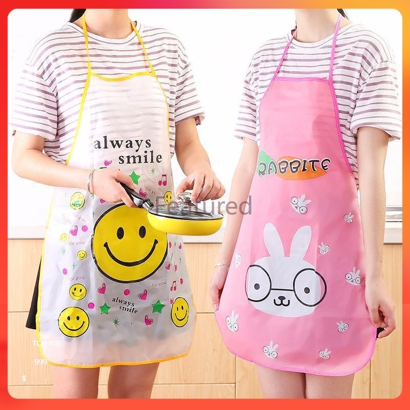 Featured ผ้ากันเปื้อน PVC กันน้ํา ลายการ์ตูน เหมาะกับร้านอาหาร ห้องครัว คละลาย 70x50 CM