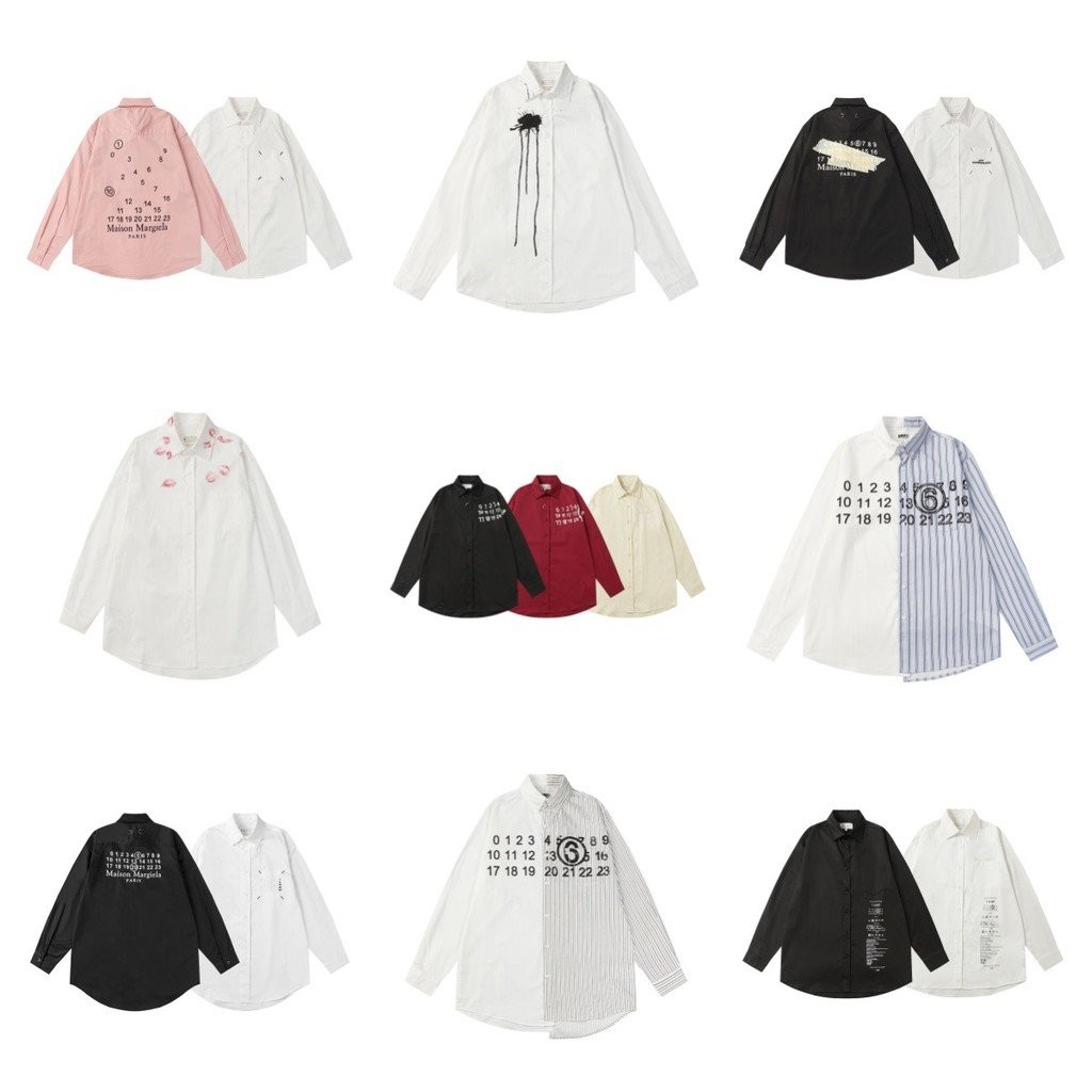 ขายร้อน Maison Margiela Maison Margiela MM6 หลวมผู้ชายผู้หญิงพิมพ์เสื้อแขนยาวเสื้อ