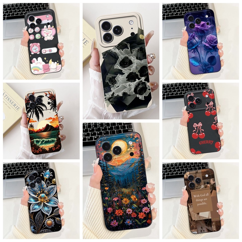 6.9 สําหรับ iPhone 17 Pro Max เคสซิลิโคนน่ารักการ์ตูนแฟชั่นดอกไม้รักปลอกกันกระแทก A3526 A3257 A3527 