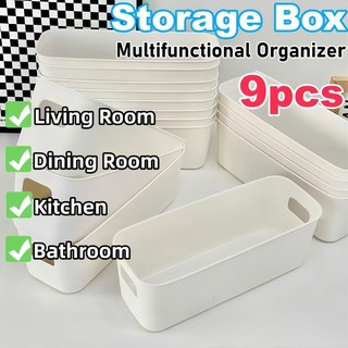 9PCS Storage Box Portable Kitchen Office Bathroom Organizer Makeup Snacks Sundries Desktop Tools