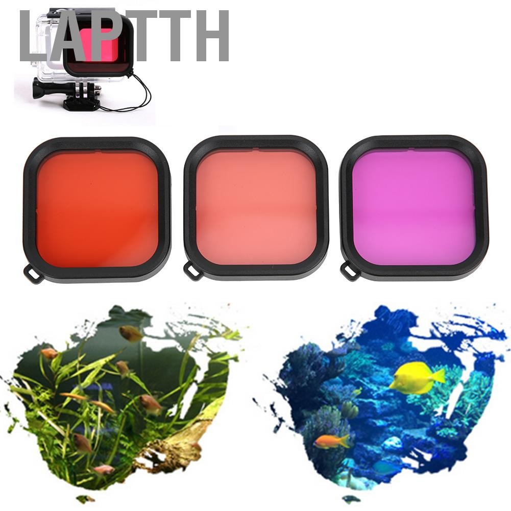 Laptth Laptth 3 PCS Diving Lens Filter Kit สำหรับ GoPro 8 Case Case Case Filters Snorkel Filters Scu