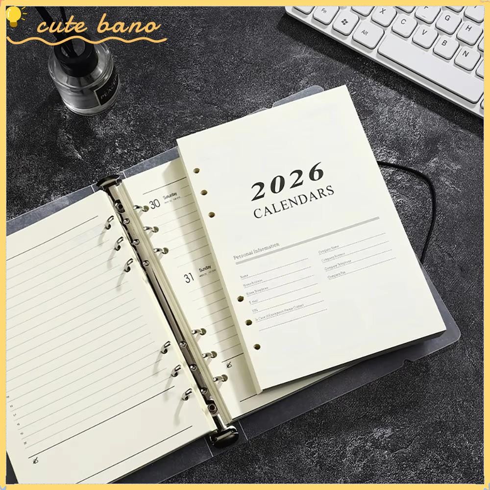 BANO Binder หน้าด้านใน, แผ่น Perforated Loose Leaf A5 Notebook, Daily Planner Refill Page 365 Day No
