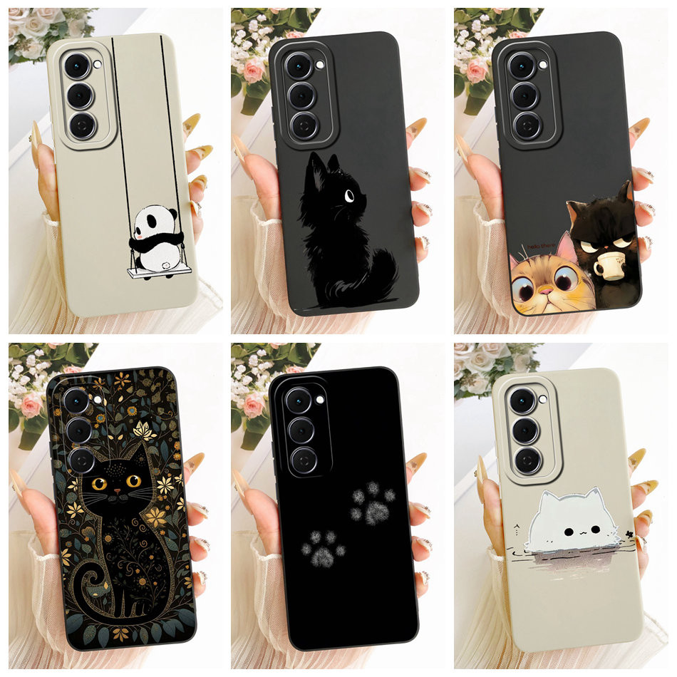 SAMSUNG สําหรับSamsung Galaxy A17 A16 A15 A14 A07 A06 A05 A05s A04 A04e A04s A56 A36 A26 5G 4Gแมวน่ารักPanda Pawรูปแบบซิลิโคนอ่อนนุ่มกรณี
