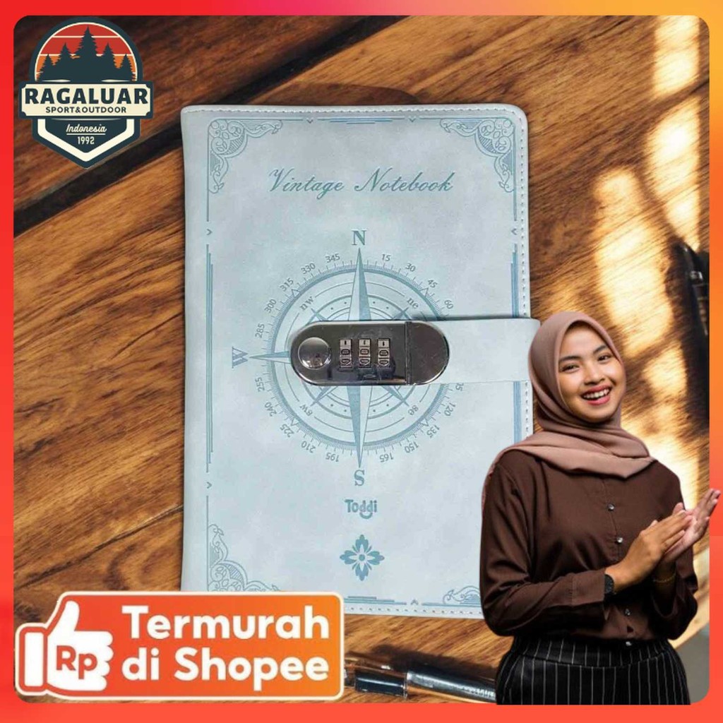 Toddi Leather Diary Journal Book 200 Grid A5 มีตัวล็อค - TD22