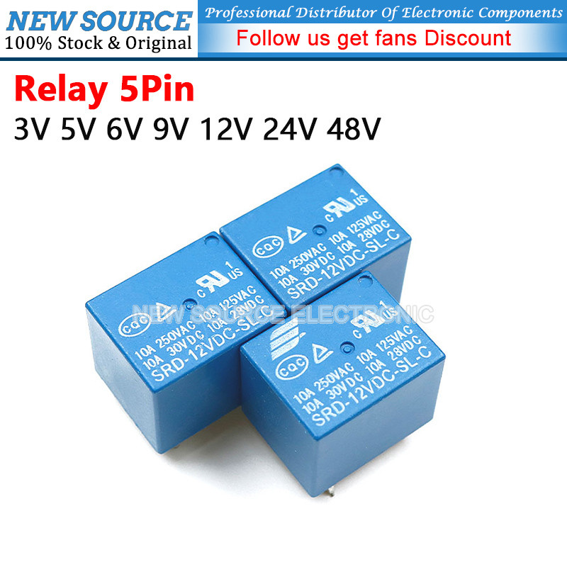 [5 ชิ้น] รีเลย์ SRD-3 5 6 09 12 24 48VDC-SL 5Pin SRD-03VDC-SL-C SRD-05VDC-SL-C SRD-05VDC-C SRD-06VDC