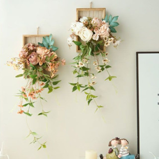 COD กุหลาบแขวนผนัง ชุดดอกไม้ประดิษฐ์ ดอกไม้ปลอมตกแต่งผนัง กร…