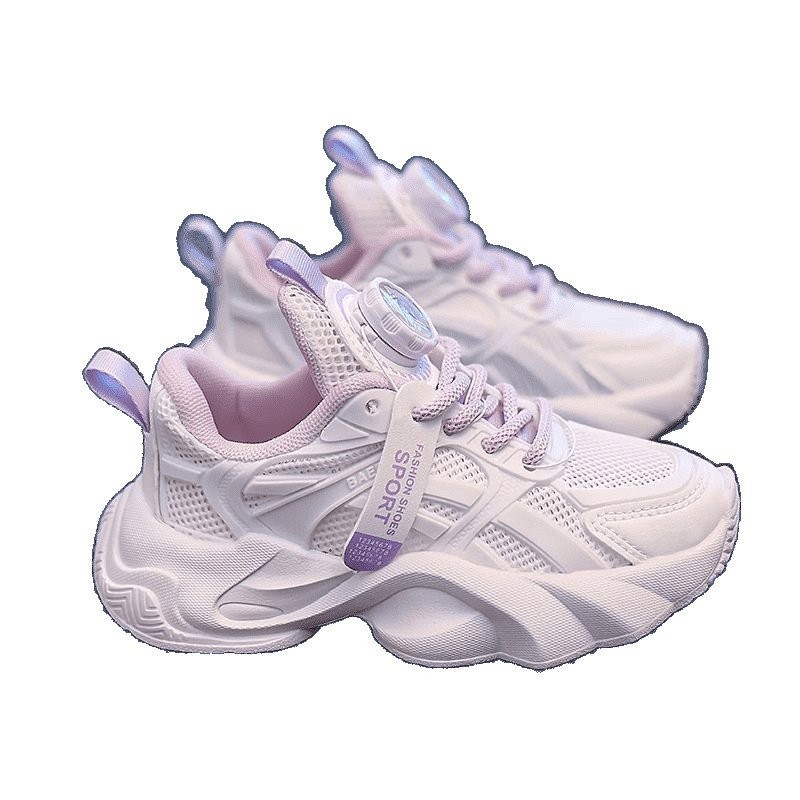 รองเท้าเด็กหญิงสไตล์ใหม่สำหรับนักเรียน กีฬา พร้อมพื้นผิวด้านบนเป็นตาข่ายระบายอากาศ หลากหลายไซส์ - รูปที่ 3