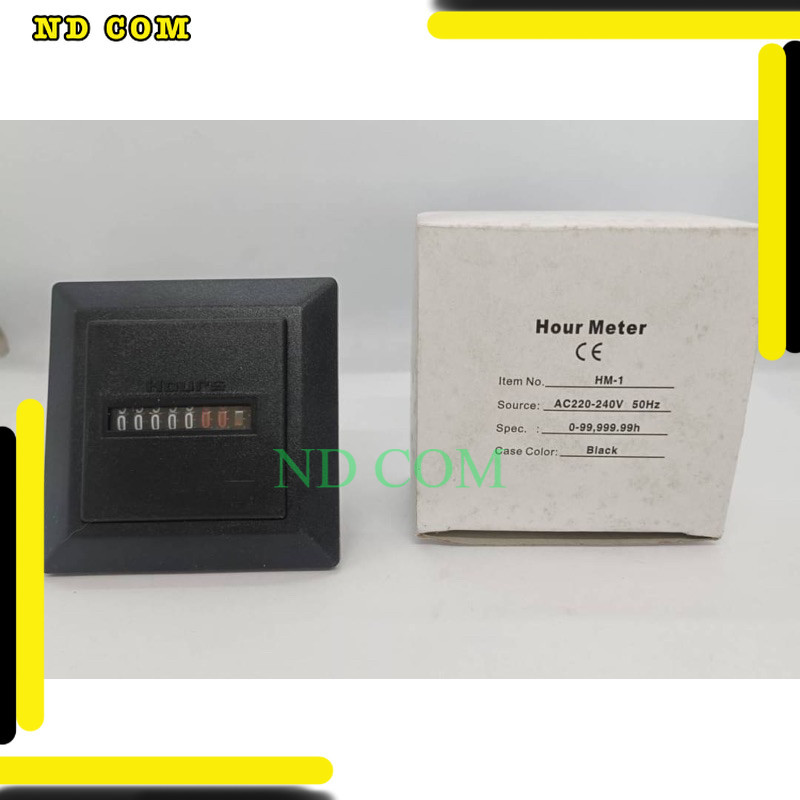 สุดคุ้ม SPECIFICATION: HM-1   CE certificated Hours Run Panel Meter with Frequency of 50Hour Meter 